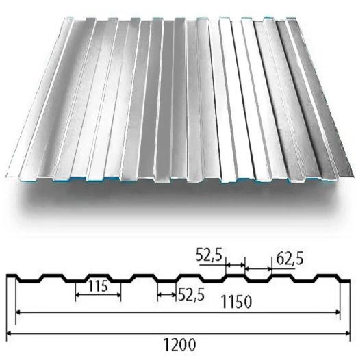 Профлист С-8 1200*3000*0,40 мм оцинкованный (3,6 м²)