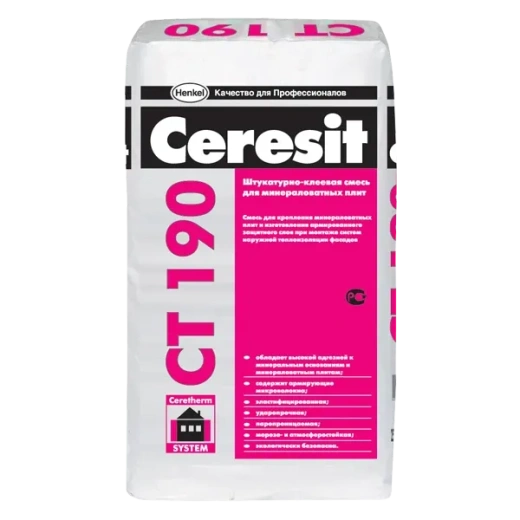 Клей для плит из мин.ваты CT 190 Ceresit 25кг *1/48 (790891)