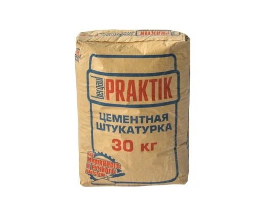 Штукатурка цементная для НАРУЖНЫХ работ 30кг Bergauf Praktik *1/48