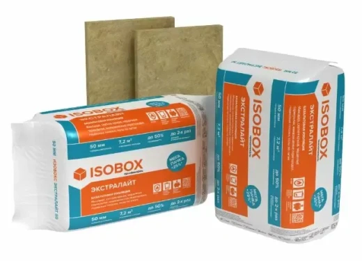 Базальтовая вата ISOBOX Экстралайт 50% компрессия, 33кг/м³ (1200x600x50, 12шт)