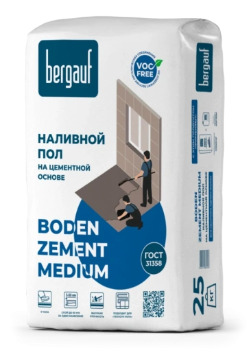 Ровнитель наливной Boden Zement Medium 3-60мм 25кг Bergauf *1/56 (01116)