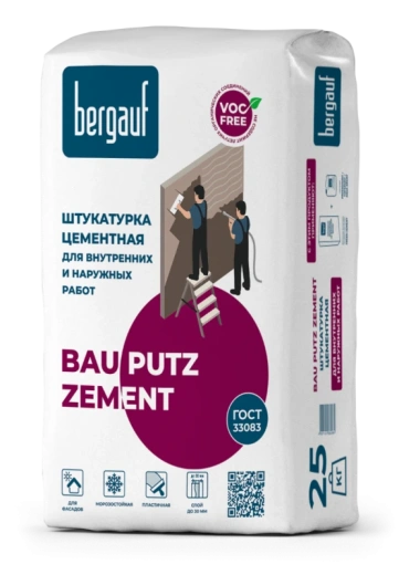 Штукатурка цементная фасадная Bau Putz Zement 25кг Bergauf *1/56