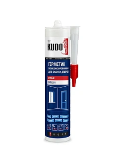 Герметик силиконизированный KUDO PROFF для окон и дверей белый 280мл (SMS-291)