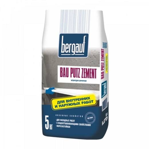 Штукатурка цементная фасадная Bau Putz Zement 5 кг Bergauf *1/6/108